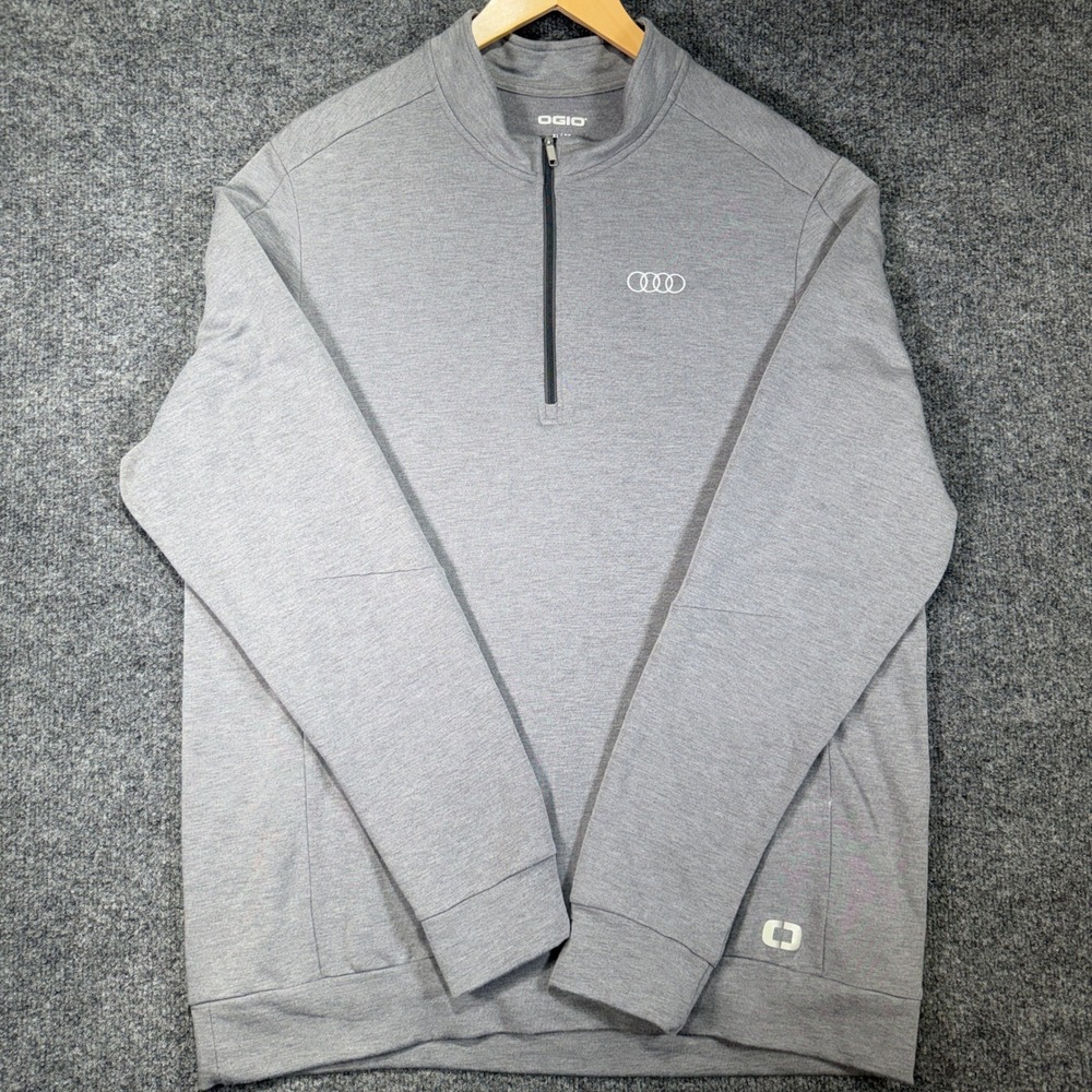 OGIO Audi 1/4 Zip Pullover Mens XL Gray Modal Blend Long Sleeve Golf Sweater